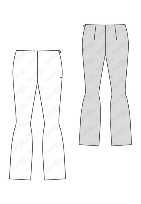 Pattern Pants without a belt with an original cut (Burda 2/2016, pattern number 6601 B)