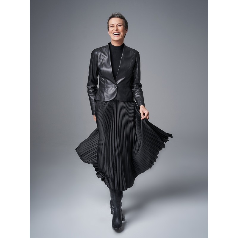 Pattern Leather jacket with...