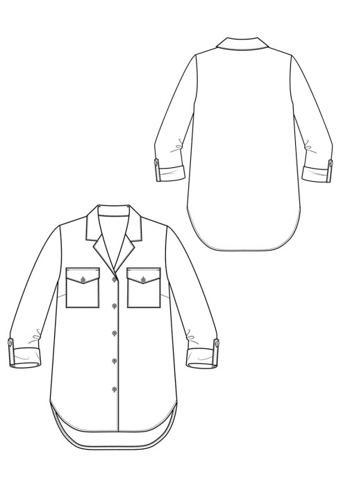 Pattern Shirt with a rounded bottom line (I love to sew 3/2019, pattern number 120)