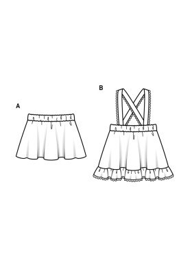 Pattern Flared silhouette skirt with straps (Burda 2/2019, pattern number 9307 B)