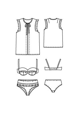 Pattern Bikini and beach blouse in retro style (Burda 8/2012, pattern no. 141)