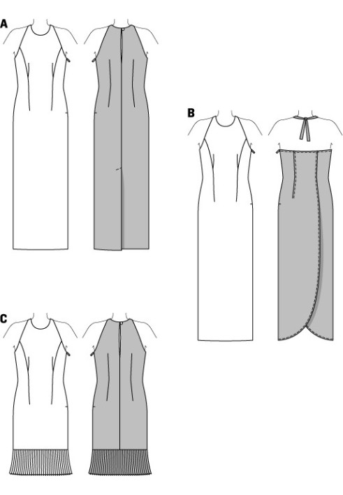 Выкройка Платье макси вечернее с открытой спиной (Burda 1/2014, № выкройки 6942 B)