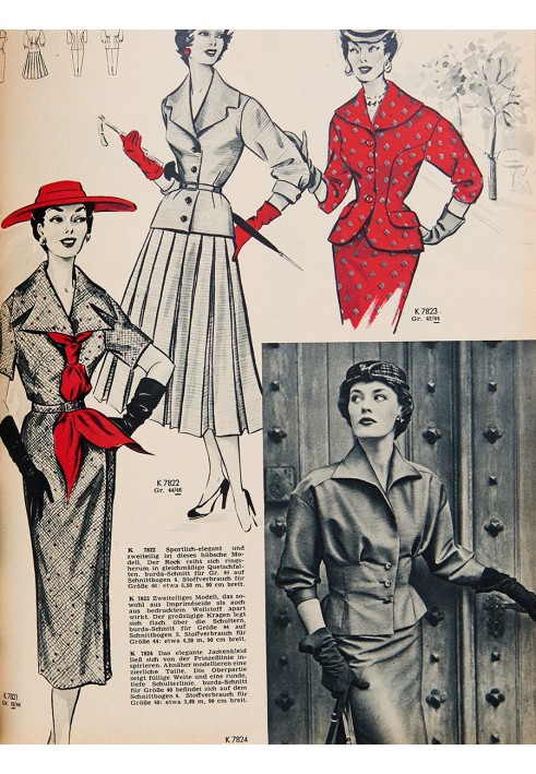 Викрійка Жакет в стилі new look з Burda Moden 8/1954 (Burda 4/2019, № викрійки 122)