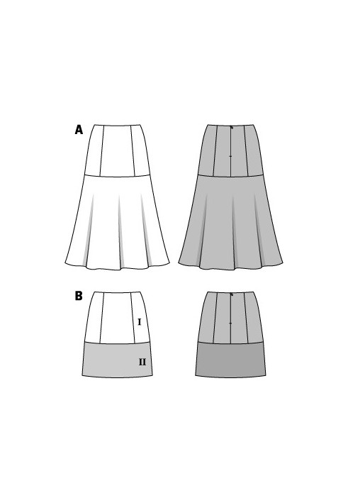 Pattern Mini skirt of a flared silhouette without a belt (Burda 2/2015, pattern number 6699 B)