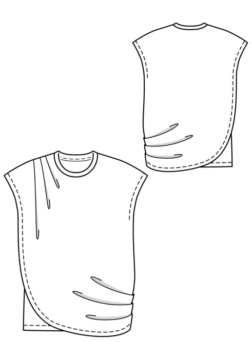 Выкройка Топ трикотажный с асимметричными деталями (Burda 1/2019, № выкройки 128)