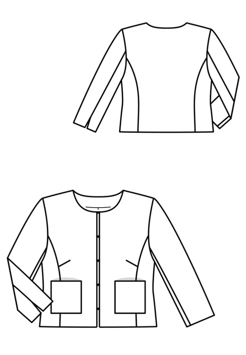 Pattern Jacket of a straight silhouette with 7/8 sleeves (Burda 6/2019, pattern number 108 B)