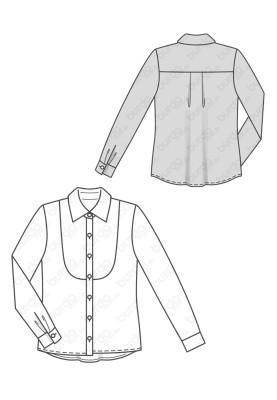 Pattern Blouse-shirt with plastron and removable bow (Burda 2/2017, pattern number 6460 A)