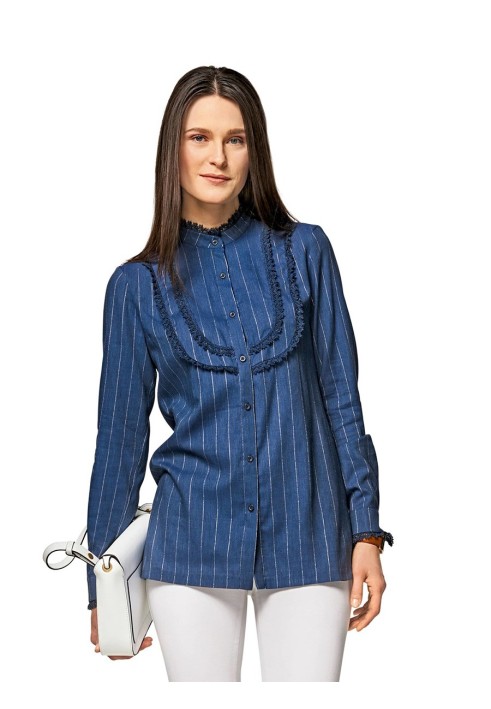 Pattern Blouse-shirt with plastron and removable bow (Burda 2/2017, pattern number 6460 A)