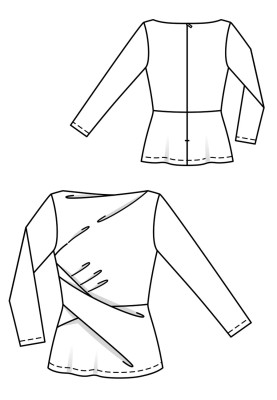 Pattern Pullover with basque and draperies (Burda 3/2019, pattern number 117)