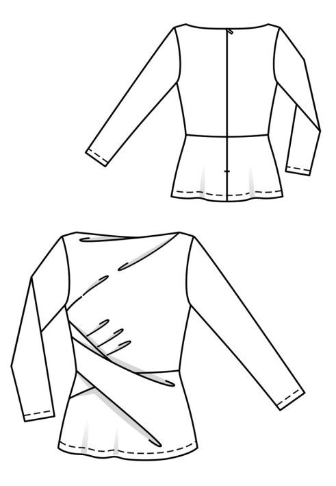 Pattern Pullover with basque and draperies (Burda 3/2019, pattern number 117)