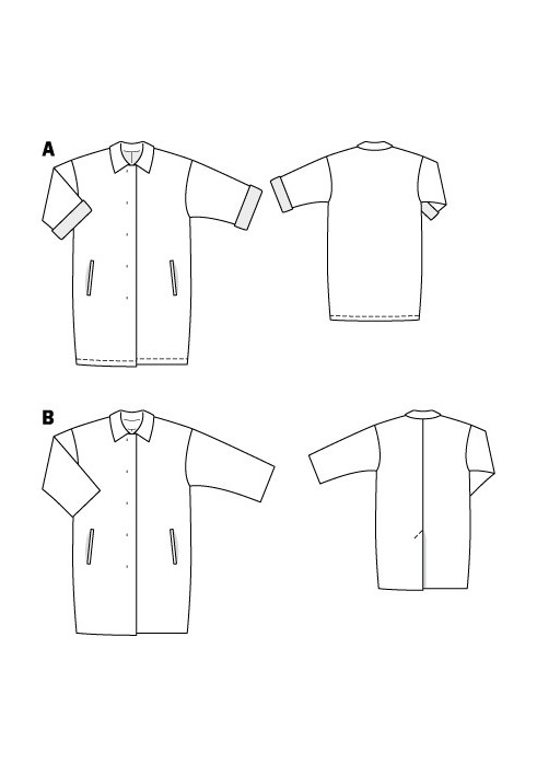 Викрійка Пальто коротке з рукавами 3/4 (Burda 2/2011, № викрійки 112 B)