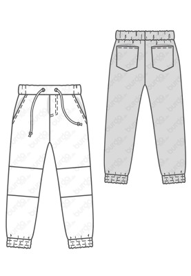 Pattern Pants of a narrowed cut in a sports style (Burda 2/2017, pattern number 9354 C)