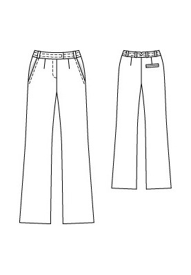 Pattern Pants of a straight silhouette with a shaped belt (Burda 9/2010, pattern number 115)