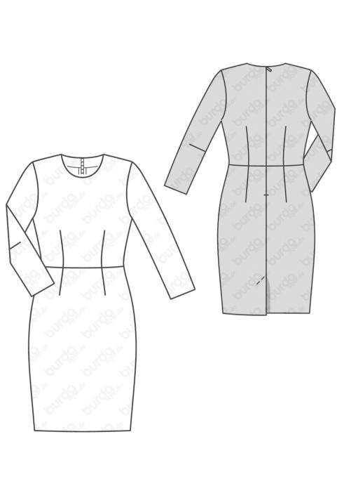 Pattern Sheath dress with a round neckline (Burda 2/2019, pattern number 6267 A)