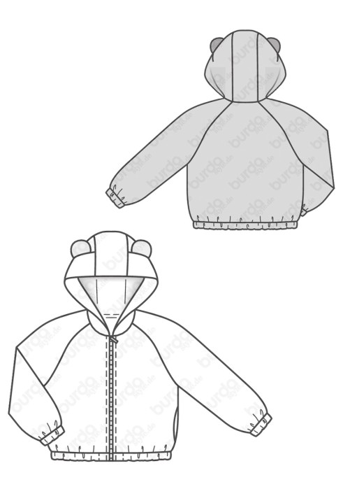 Pattern Fleece jacket with a plush border (Burda 2/2019, pattern number 9306 A)