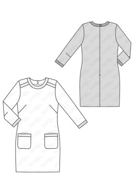 Pattern Boucle dress in a fitted silhouette with 3/4 sleeves (Burda 2/2018, pattern number 6381 B)