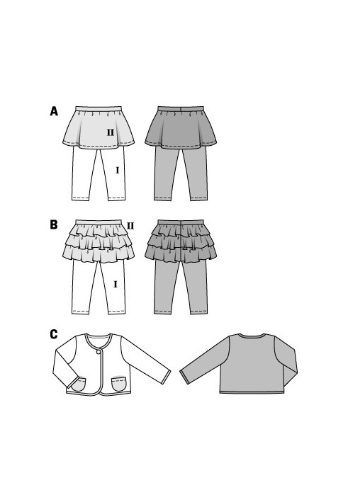 Выкройка Леггинсы с пришивной юбкой (Burda 2/2014, № выкройки 9426 A)