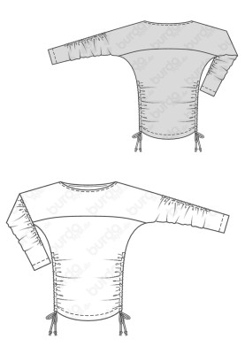 Выкройка Пуловер с кулисками в боковых швах (Burda 1/2018, № выкройки 6415 B)
