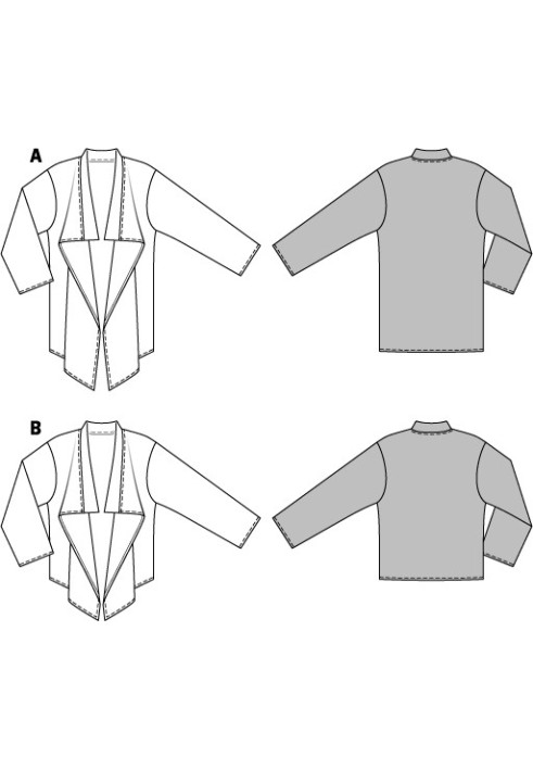 Выкройка Кардиган со ниспадающими пилочками (Burda 2/2015, № выкройки 6738 B)