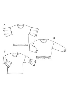 Выкройка Пуловер простого кроя с широкими оборками (Burda 2/2019, № выкройки 6254 A)