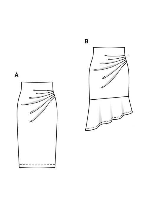Выкройка Юбка-карандаш трикотажная с драпировкой (Burda 1/2018, № выкройки 6417 A)