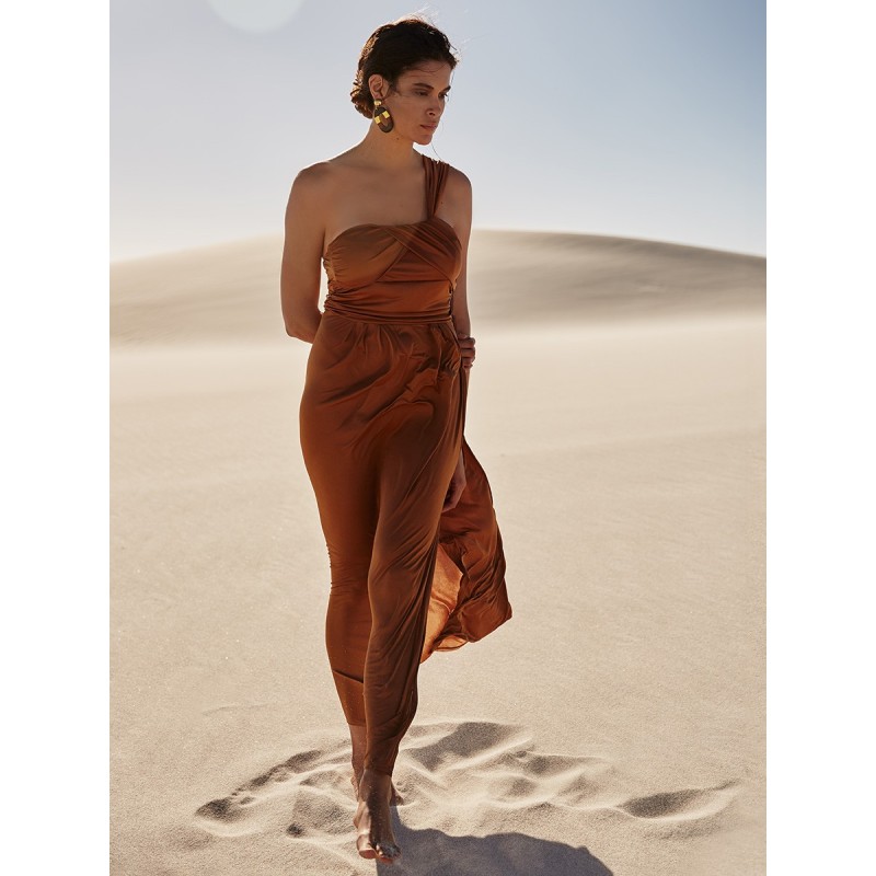 Pattern Maxi dress with one...