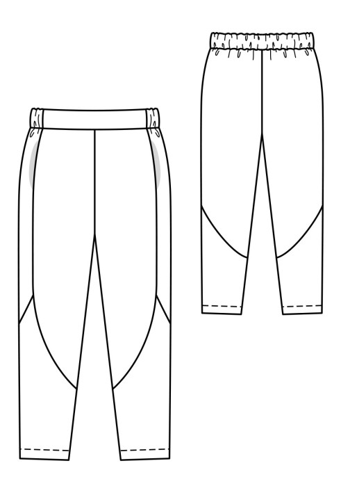 Выкройка Брюки на эластичном поясе и с рельефными швами (Burda 8/2018, № выкройки 122 B)
