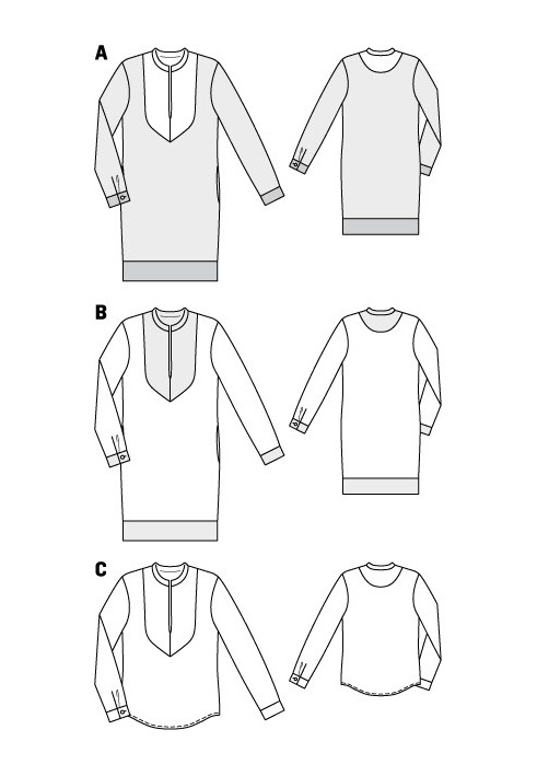 Pattern Straight-cut blouse with plastron and stand-up collar (Burda 9/2010, pattern number 109 C)