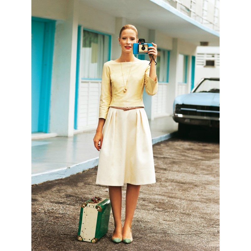 Pattern Dress with leather...