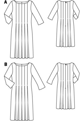 Pattern Dress of a fitted silhouette with deep pleats (Burda 10/2012, pattern number 108 B)