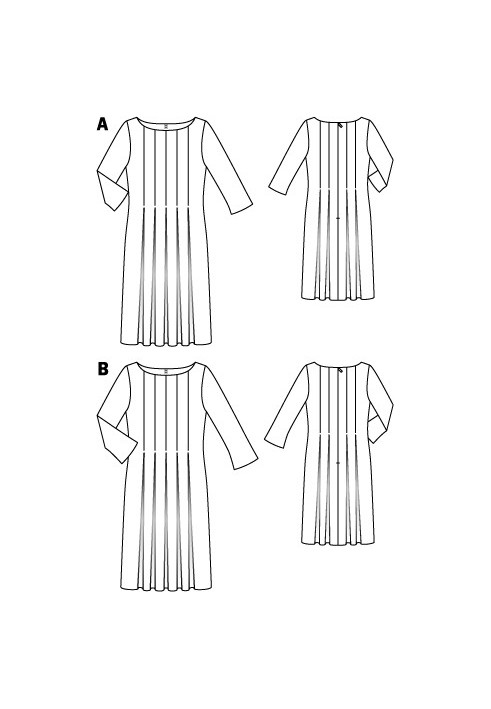 Pattern Dress of a fitted silhouette with deep pleats (Burda 10/2012, pattern number 108 B)