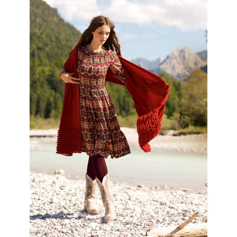 Pattern Dress with pleated...