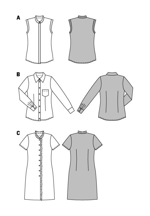 Выкройка Блуза-рубашка классическая приталенного кроя (Burda 1/2014, № выкройки 6954 B)