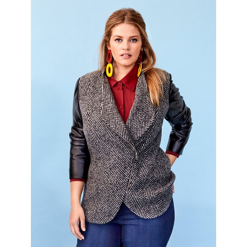 Pattern Jacket with solid...