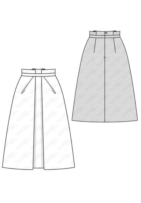 Pattern Midi A-line skirt with oblique pleats (Burda 2/2019, pattern no. 6291 A)