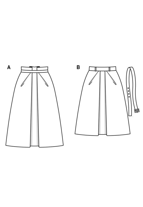 Выкройка Юбка меди А-силуэта с косыми складками (Burda 2/2019, № выкройки 6291 A)