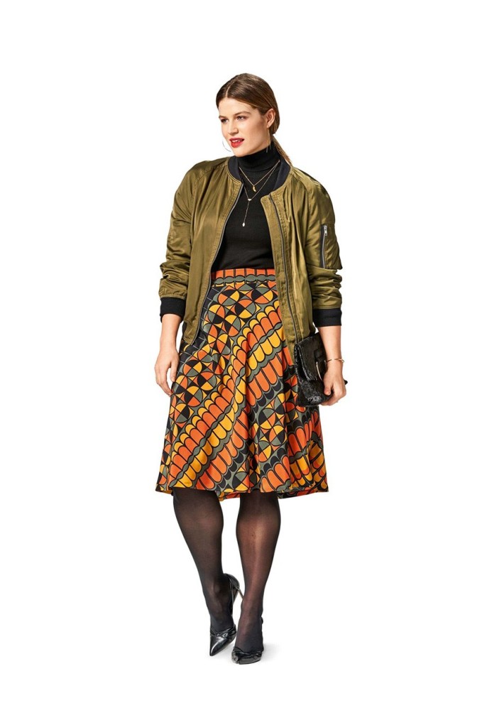 Pattern Skirt with a flared silhouette on a shaped belt (Burda 2/2017, pattern number 6491 A)