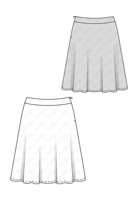 Pattern Skirt with a flared silhouette on a shaped belt (Burda 2/2017, pattern number 6491 A)