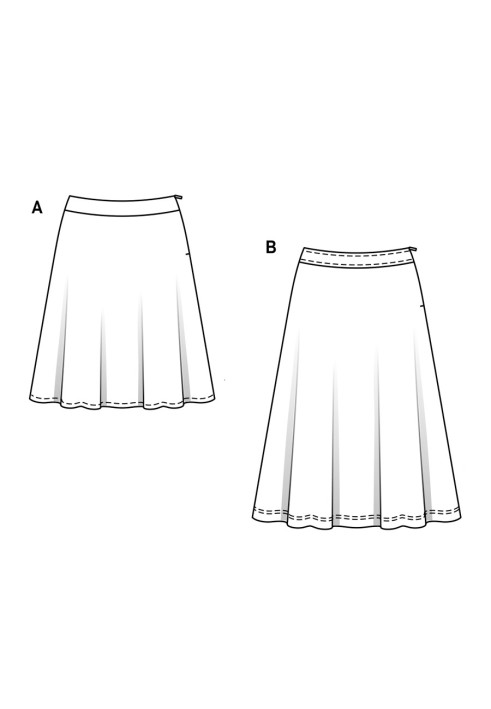 Pattern Skirt with a flared silhouette on a shaped belt (Burda 2/2017, pattern number 6491 A)