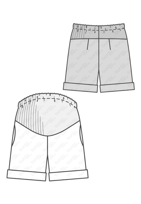 Pattern Shorts with an elastic part for the stomach (Burda 2/2016, pattern number 6607 E)