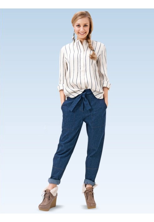 Pattern Pants with lapels in casual style (Burda 2/2015, pattern number 6725 A)