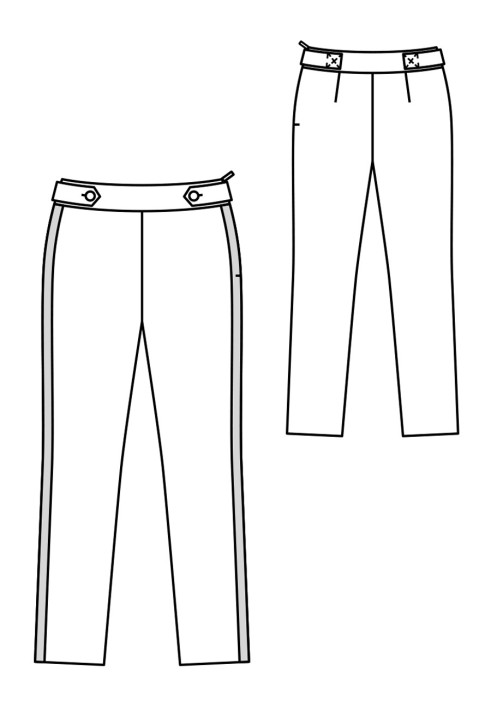 Pattern Pants of a narrow cut with stripes (Burda 2/2019, pattern number 104 B)