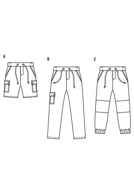 Викрійка Шорти в спортивному стилі на еластичній кулісці (Burda 2/2017, № викрійки 9354 A)