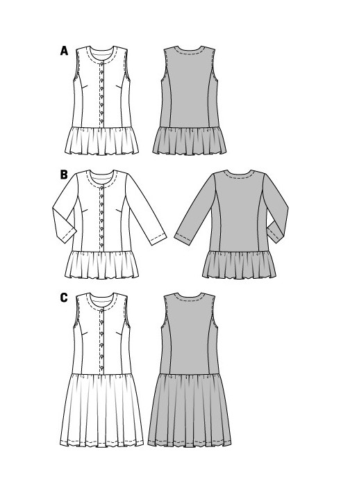 Выкройка Блузка с рукавами 3/4 с пышной баской (Burda 1/2014, № выкройки 6912 B)