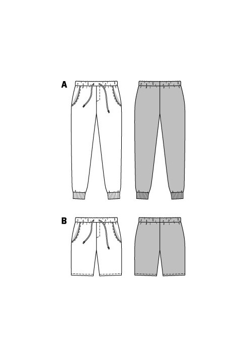 Выкройка Брюки трикотажные с манжетами (Burda 2/2015, № выкройки 6719 A)