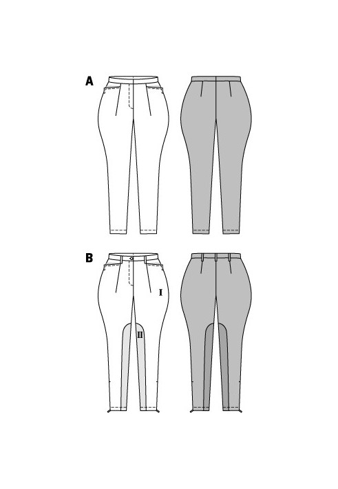 Выкройка Брюки галифе с кожаными вставками (Burda 2/2014, № выкройки 6837 B)