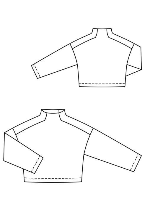 Short pullover pattern with solid stand-up collar (Burda 1/2020, pattern number 116 B)