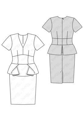 Pattern Dress-sheath with shaped basque (Burda 2/2018, pattern number 6383 A)