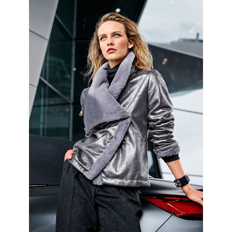 Pattern Leather jacket with...