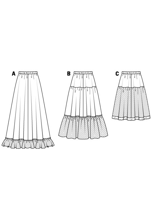 Выкройка Нижняя юбка пышного кроя (Burda 2/2015, № выкройки 6739 C)